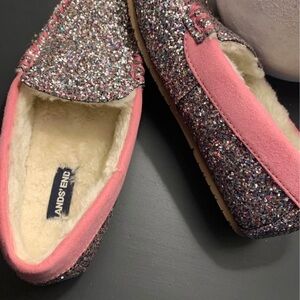 Lands' End Pink and Glitter Women's Slippers